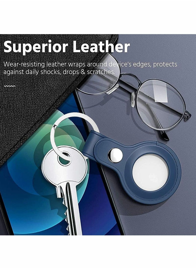 Excefore - Anti-Lost Leather Case for AirTag，Protective Case Cover with Keychain Ring Designed,Safety Apple Airtag Tracking Locator Anti-Lost Tracker Finder Protector（Multiple Colour ）4 Pack - Image 1