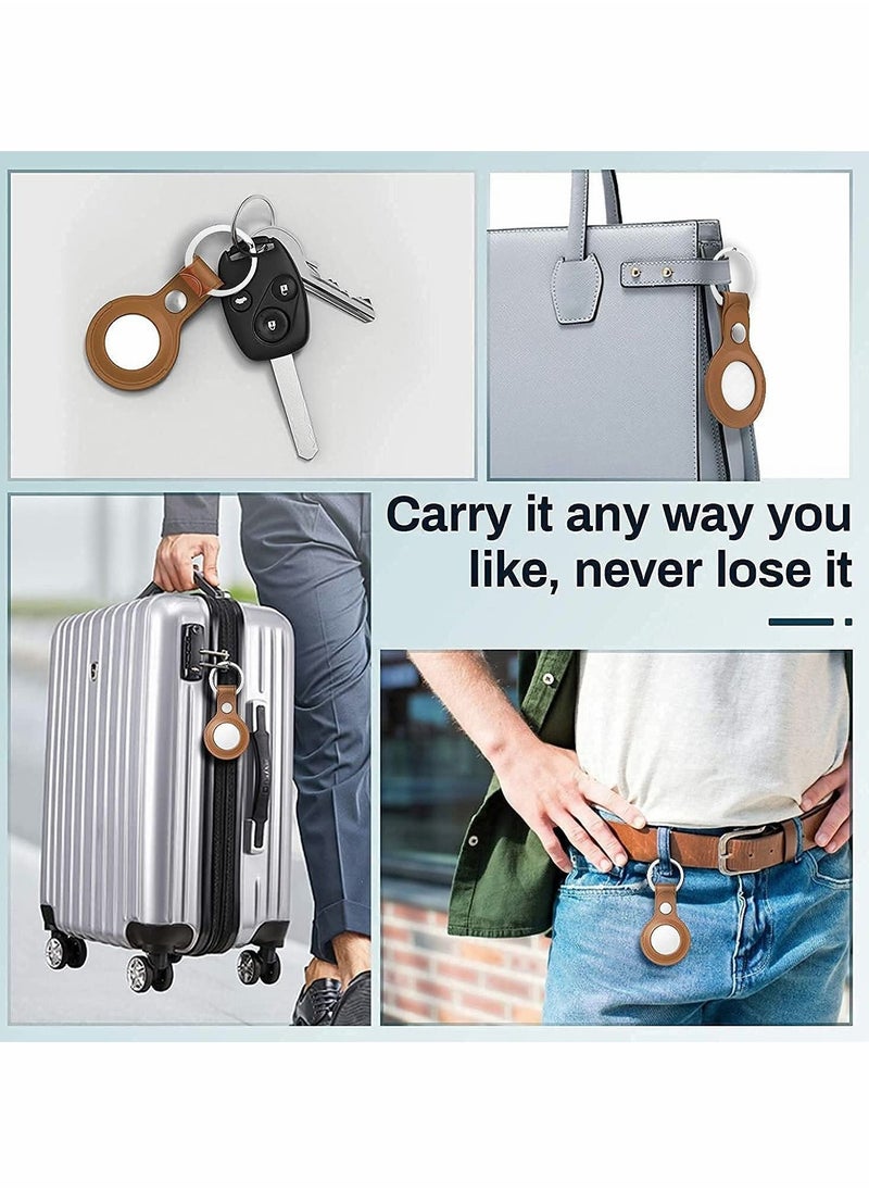 Excefore - Anti-Lost Leather Case for AirTag，Protective Case Cover with Keychain Ring Designed,Safety Apple Airtag Tracking Locator Anti-Lost Tracker Finder Protector（Multiple Colour ）4 Pack - Image 1