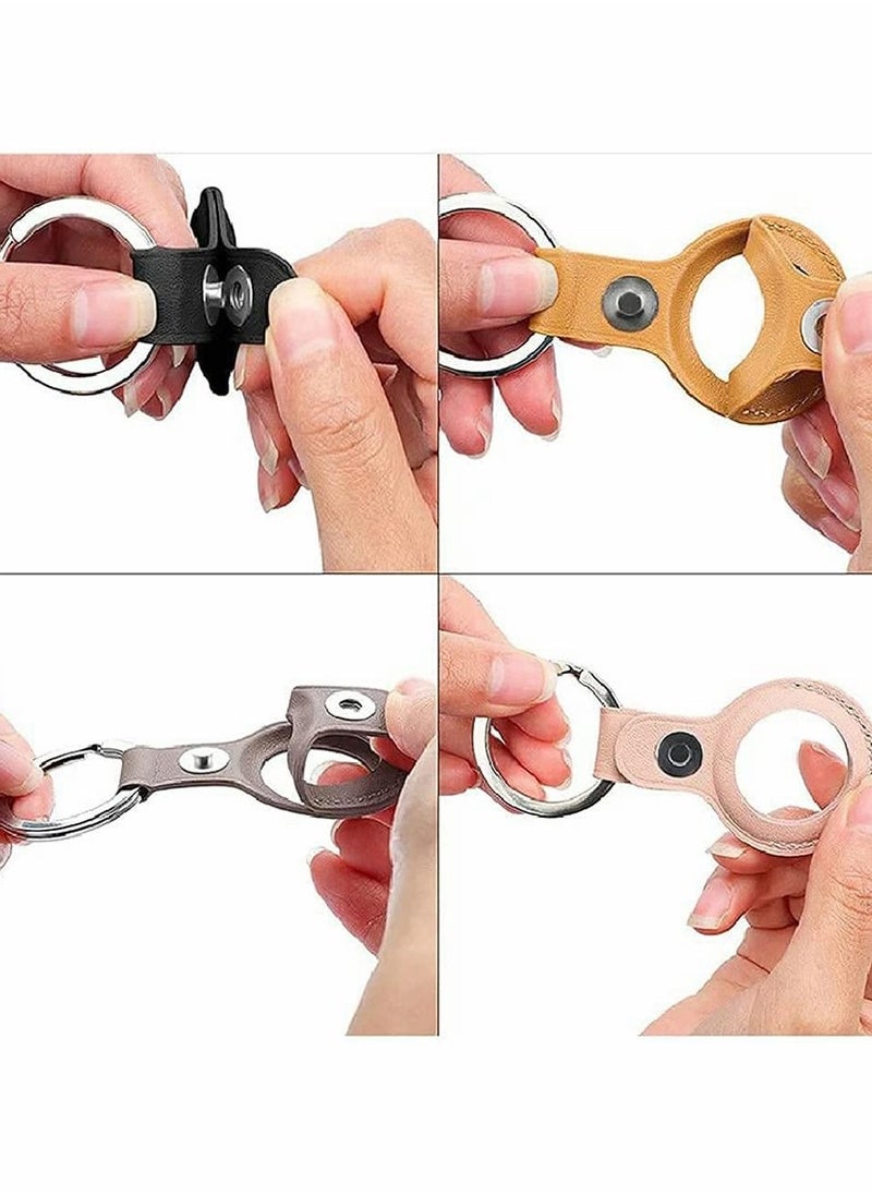 Excefore - Anti-Lost Leather Case for AirTag，Protective Case Cover with Keychain Ring Designed,Safety Apple Airtag Tracking Locator Anti-Lost Tracker Finder Protector（Multiple Colour ）4 Pack - Image 1
