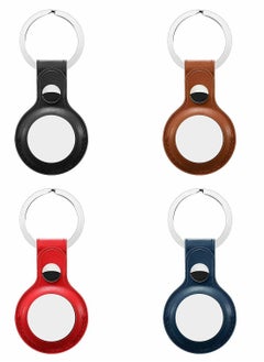 Anti-Lost Leather Case for AirTag，Protective Case Cover with Keychain Ring Designed,Safety Apple Airtag Tracking Locator Anti-Lost Tracker Finder Protector（Multiple Colour ）4 Pack