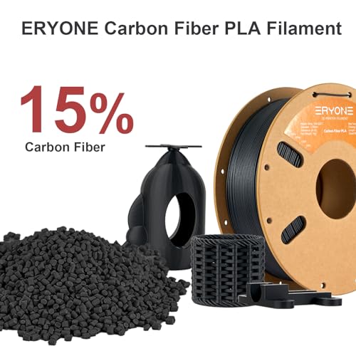 ERYONE Carbon Fiber PLA Filament 3D Printer PLA Filament 1.75mm +/- 0.03mm, PLA-CF Filament 1KG Cardboard Spool(2.2LBS), Black - Image 2