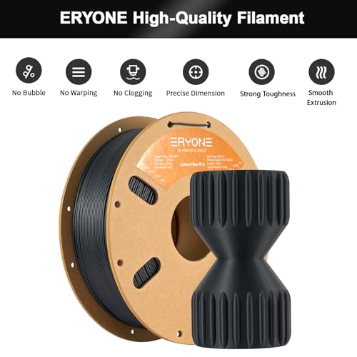 ERYONE Carbon Fiber PLA Filament 3D Printer PLA Filament 1.75mm +/- 0.03mm, PLA-CF Filament 1KG Cardboard Spool(2.2LBS), Black - Image 4