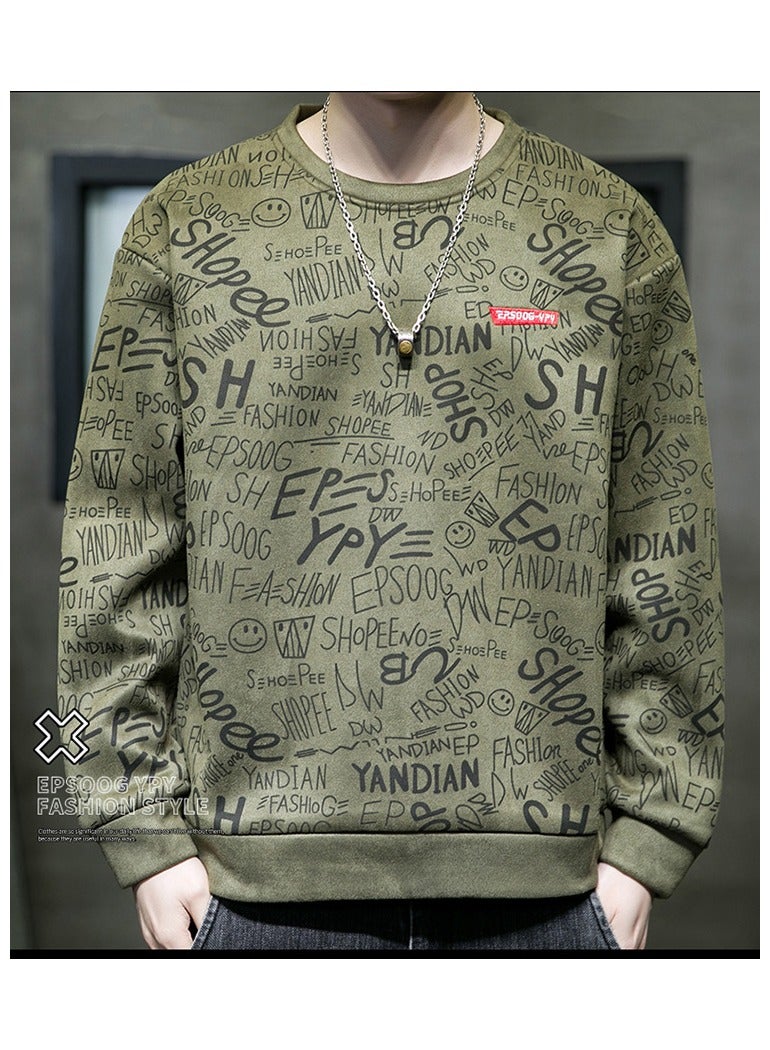 Large Size Fashionable Men's Letter Printed Loose Long Sleeved T-shirt  - Image 2