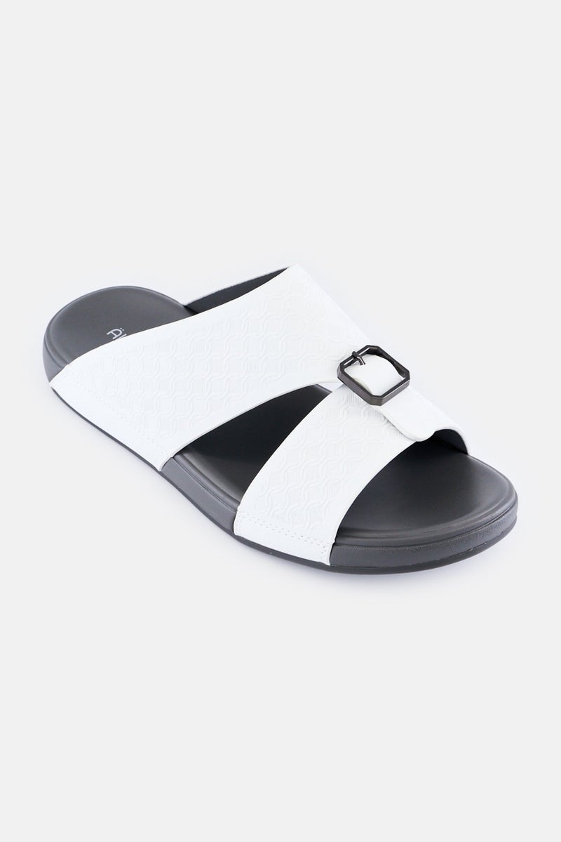 Algspar Men 2 Strap Slip On Arabic Sandals, White - Image 1