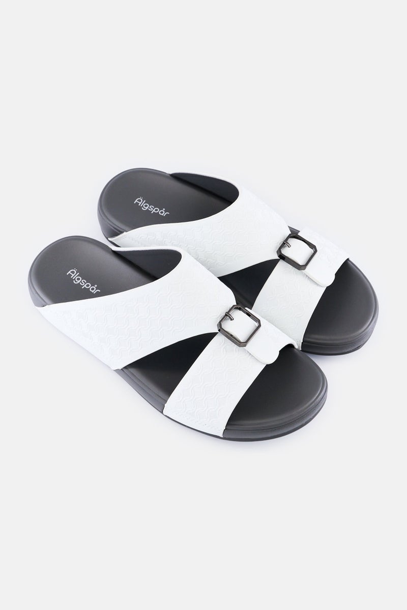Algspar Men 2 Strap Slip On Arabic Sandals, White - Image 2