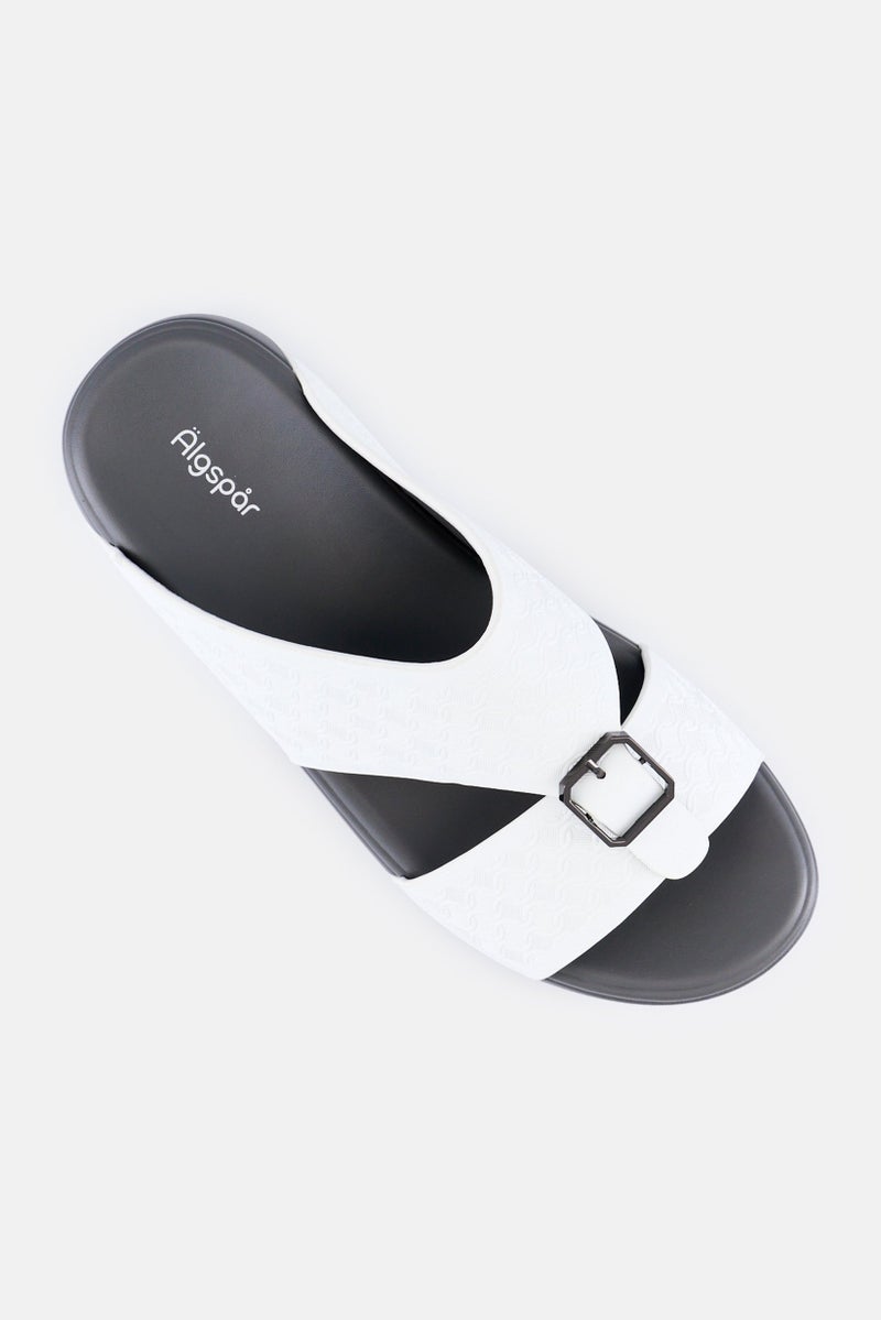 Algspar Men 2 Strap Slip On Arabic Sandals, White - Image 4