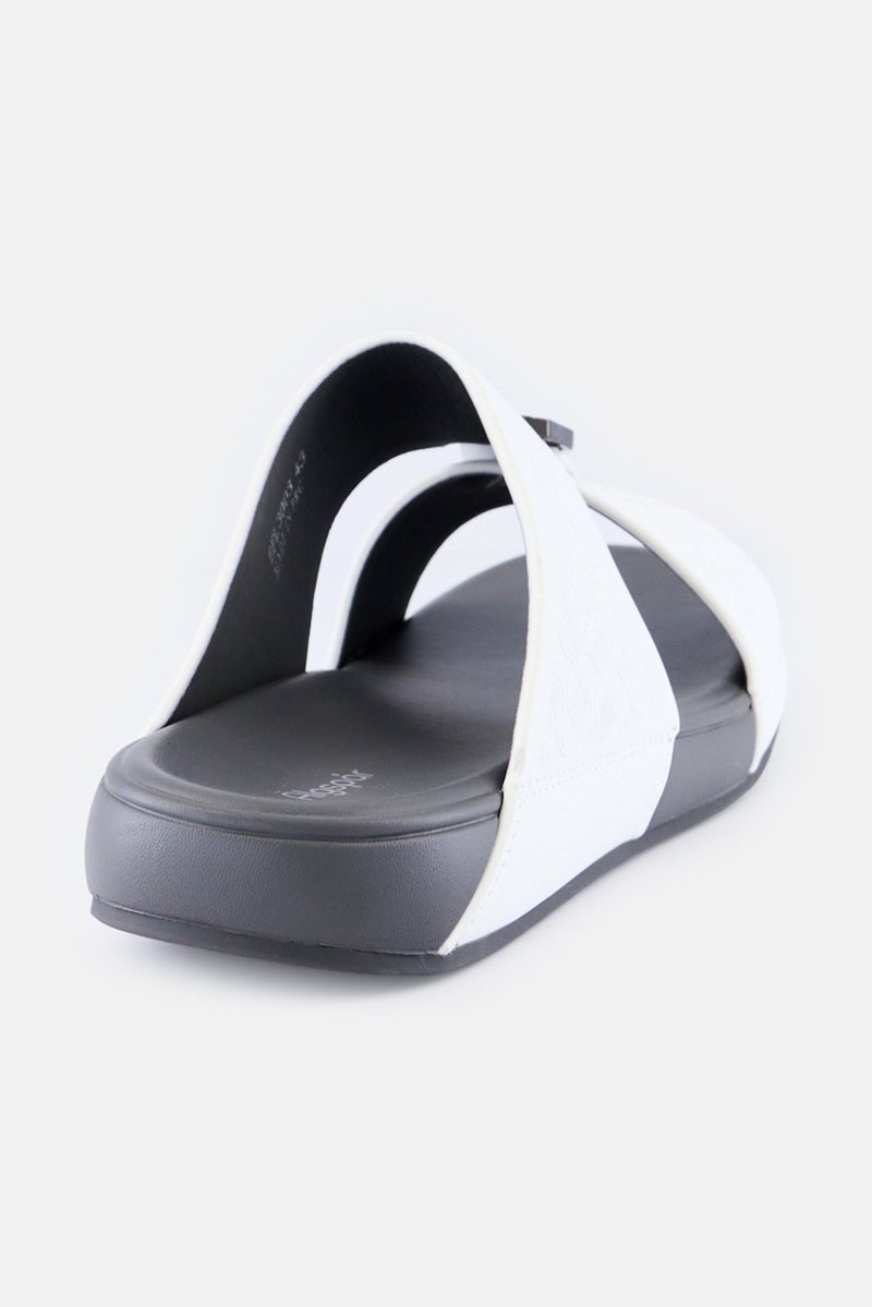 Algspar Men 2 Strap Slip On Arabic Sandals, White - Image 3