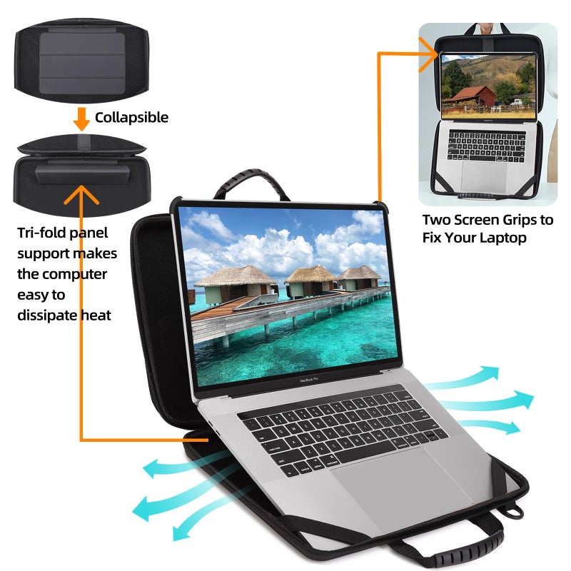 BUG 14.2-15.6 Inch Laptop Case Hard Shell, Protective Laptop Carrying Case with Stand for Heat Dissipation - Image 2