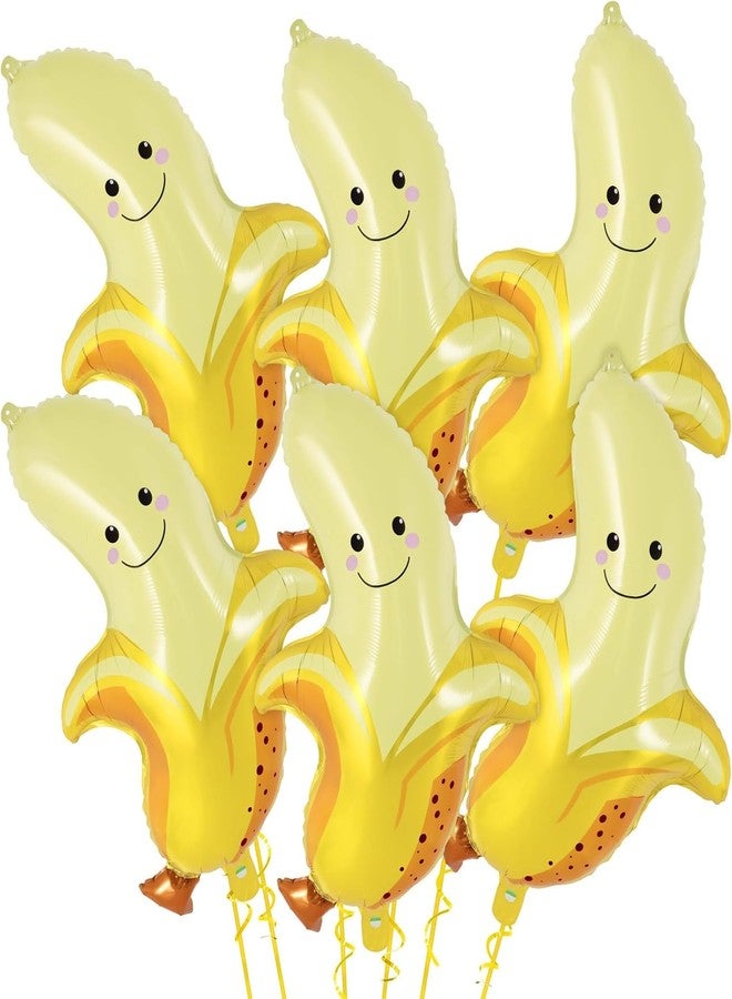 DYT 6PCS Banana Foil Balloons - Yellow, 28 Inch - Perfect for Banana Themed Parties, Birthdays, Baby Showers & More - Image 2