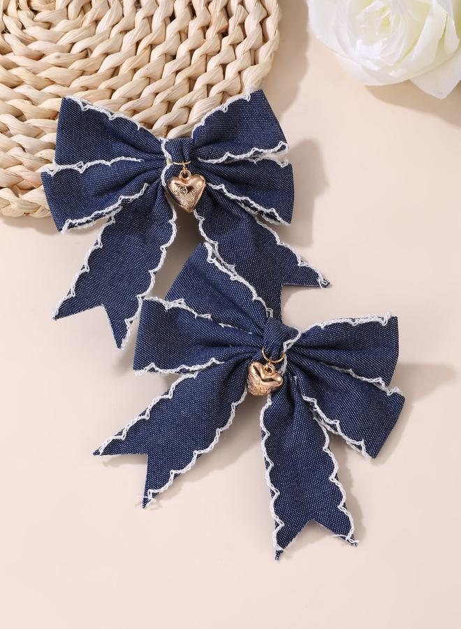 Take Two Set of 2 - Heart Decor Bow Hair Clips - Image 4