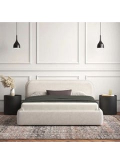 Homzmart Compressed wood and Boucle King Bed 115x160x200 cm - off-white  - Image 2