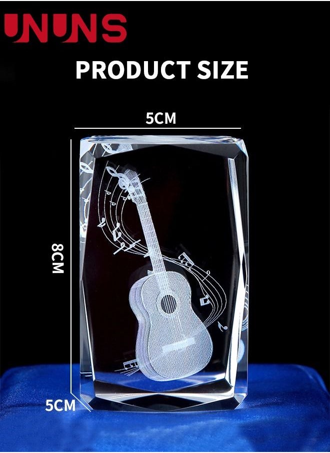 UNUNS Guitar Night Light,3D Guitar Paperweight Laser Etched In Crystal Glass Cube,3D Warm Colors Glow Illusin Lamp For Music Lover,Idea Guitar Crystals Ornament Gifts For Home Instrument Festival Decor  - Image 5