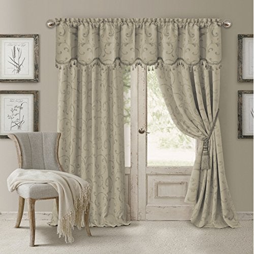 Elrene Home Fashions Mia Jacquard Scroll Blackout Window Curtain, 52" x 84" (1 Panel), Natural - Image 2