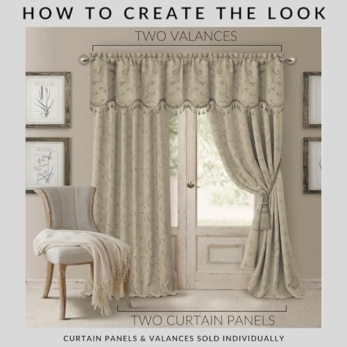 Elrene Home Fashions Mia Jacquard Scroll Blackout Window Curtain, 52" x 84" (1 Panel), Natural - Image 5