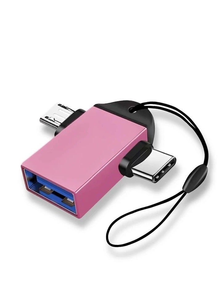 VDenmenV 2 in1 OTG Adapter, USB 3.0 Female to Micro-USB Male and Type-C Male Connector Aluminium High Speed Data OTG for All Type-C Smartphone & All Android Mobiles - Image 1