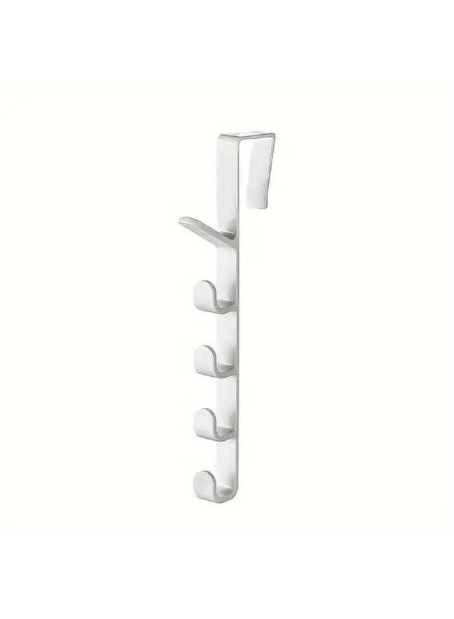 White Over Door Hanging Organizer With 4 Hooks Space Saving Storage Rack - Image 5