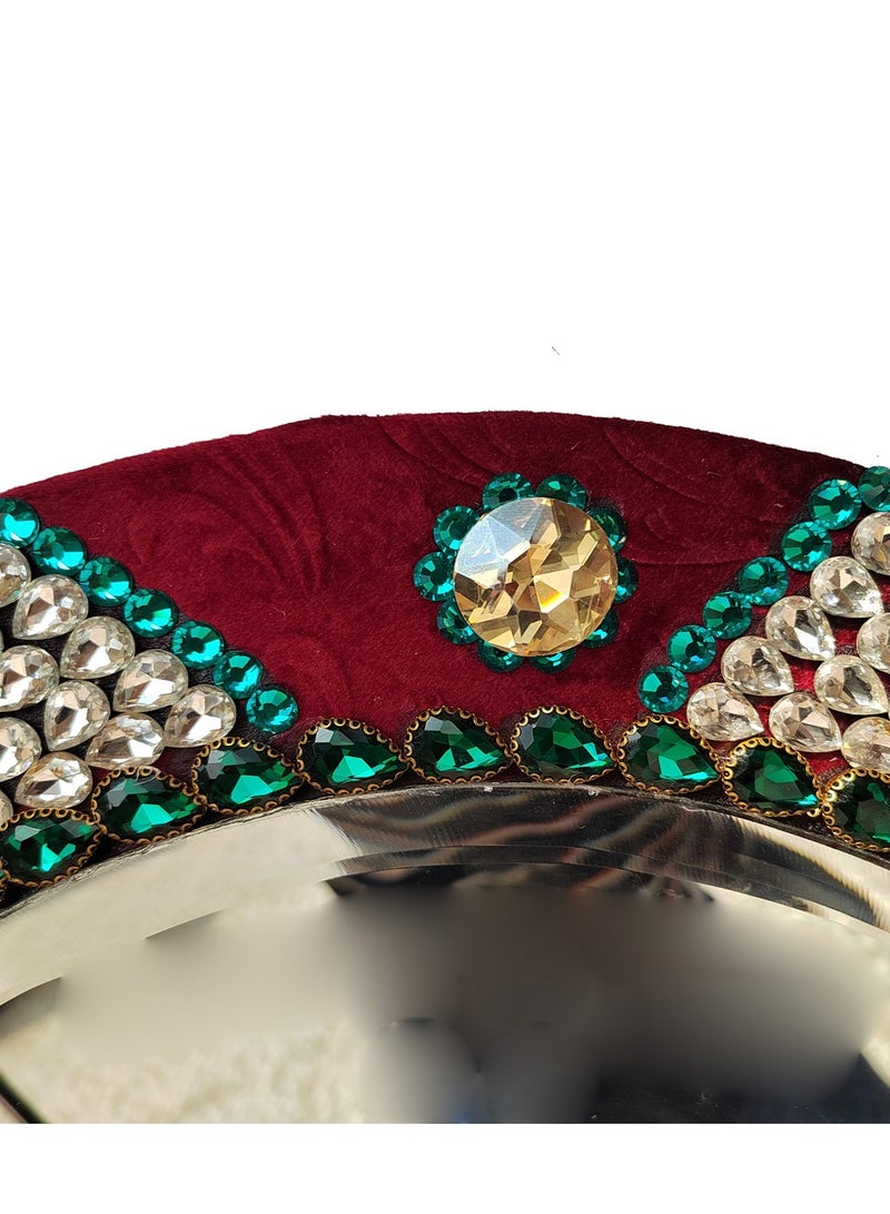 TriBro Handmade Decorative Wall Mounting Mirror with Red Silver and Green Color Bedoom Livingroom and Hallway Round Shape Interior Matching 45 * 45cm - Image 5