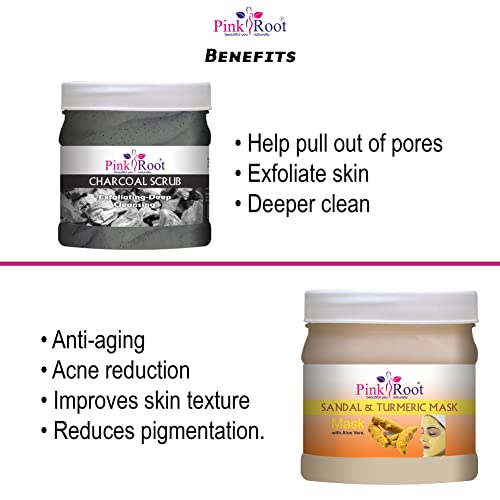 Pink Root Charcoal Scrub 500gm with Sandal Turmeric Mask 500gm - Image 5
