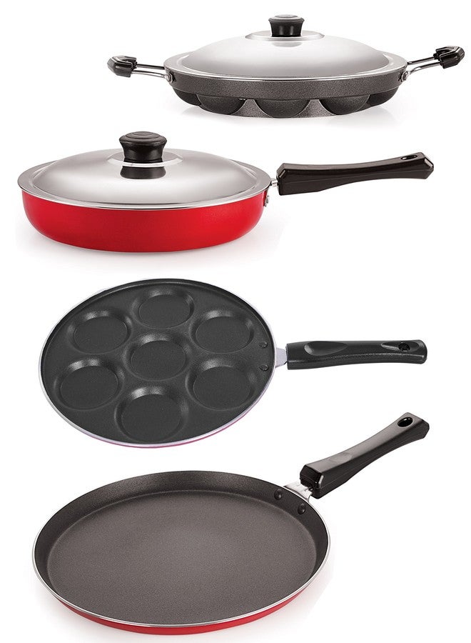Nirlon Non-Stick Cookware Combo Set (Flat Tawa, Fry Pan, Appam Patram, Uttapam Tawa) - Image 1