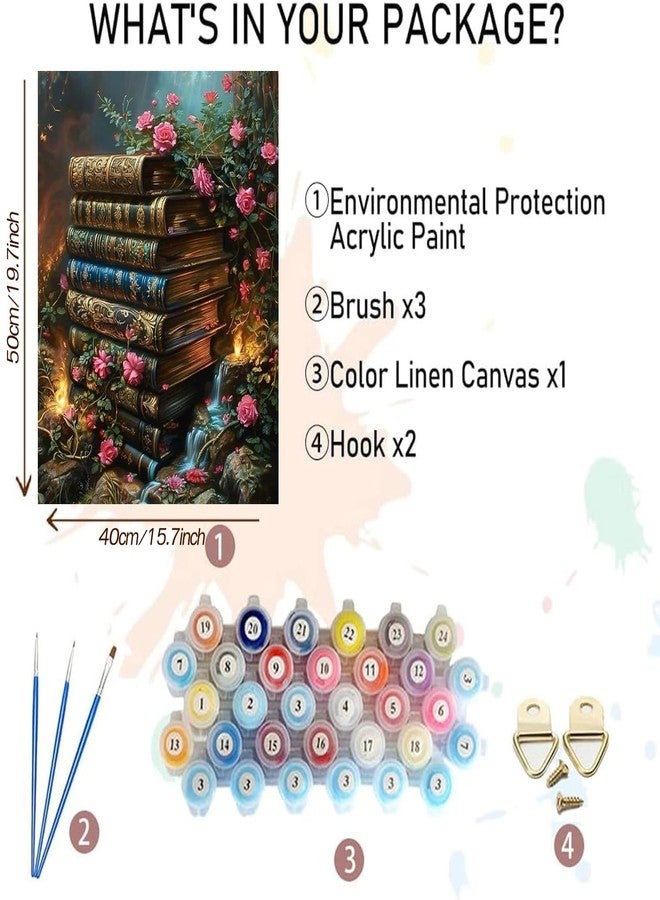 MBNTJHT Paint by Numbers Kit for Adults,DIY Books Paint by Number Kits for Adults Beginners on Canvas,Unframed Flowers Watercolor Acrylic Art Painting Kits for Home Wall Decor 16 X 20 Inch. - Image 2