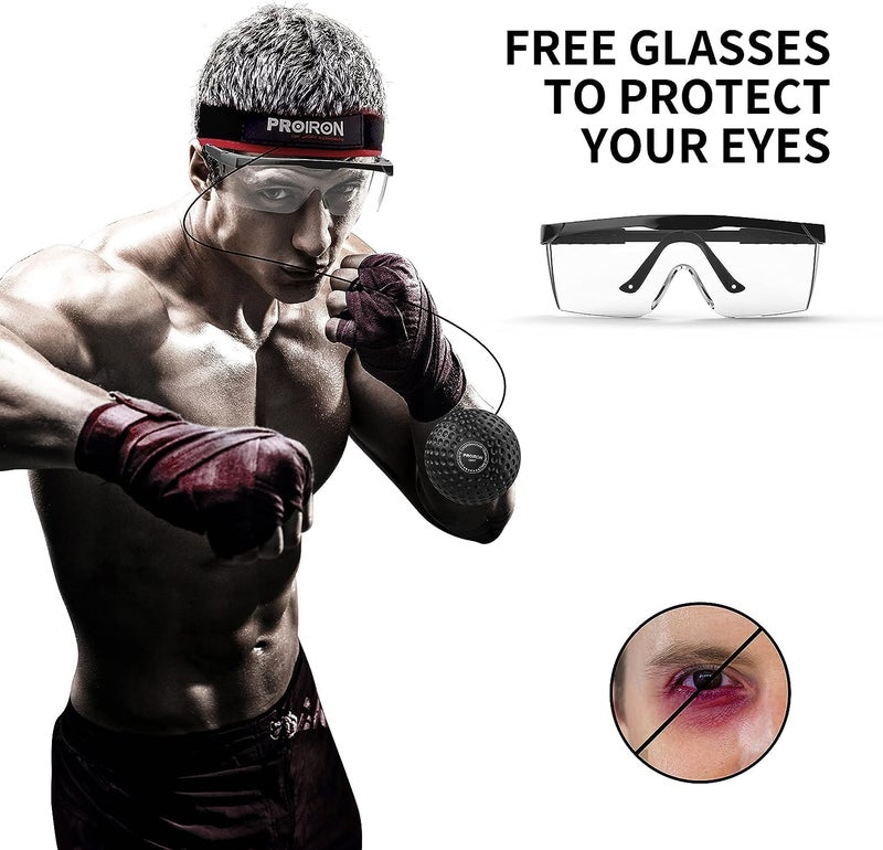 PROIRON Boxing Reflex Ball with Safety Glasses, 4 Difficulty Levels Boxing Ball with 2 Adjustable Headband, Boxing Head ball for Punch Speed, Gifts for Teenage Boys - Image 4