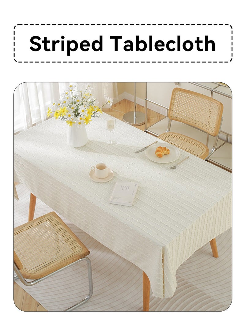LEOKOR Rectangle Cotton Linen Farmhouse Tablecloth Stripe Burlap Table Cloth 140*200CM - Image 2