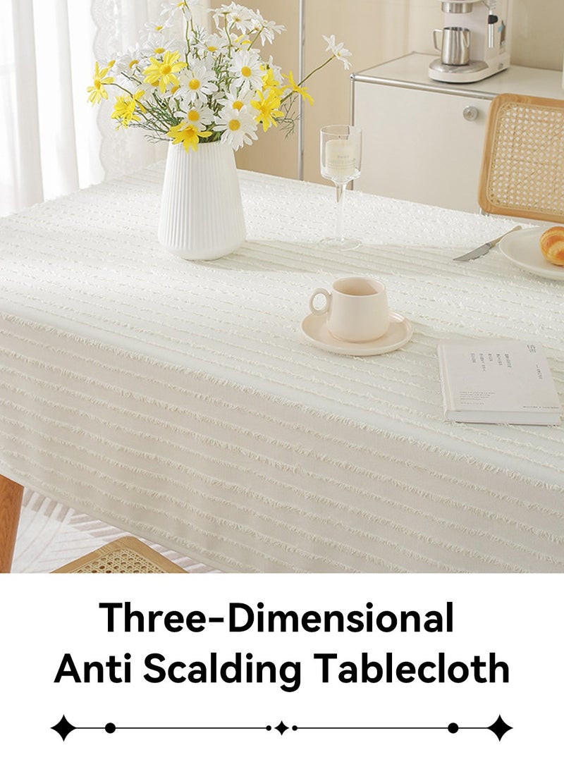 LEOKOR Rectangle Cotton Linen Farmhouse Tablecloth Stripe Burlap Table Cloth 140*200CM - Image 3
