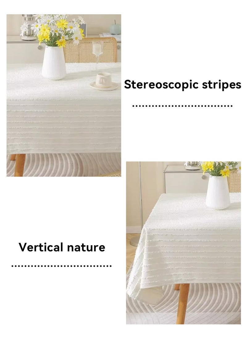 LEOKOR Rectangle Cotton Linen Farmhouse Tablecloth Stripe Burlap Table Cloth 140*200CM - Image 4