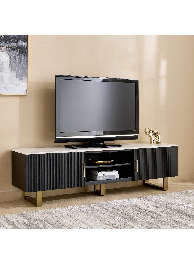 Home Box Solid Wood TV Unit with Marble Top for TVs Up to 75 Inch - Image 1