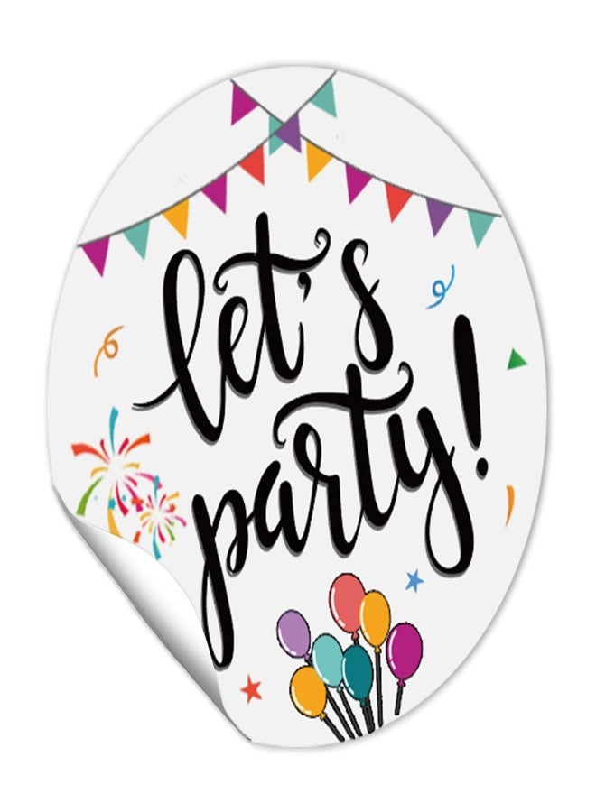 REWIDPARTY 1.5 Inch Round Party Stickers（80 Pieces） Colorful Let's Party Stickers Birthday Party Favor Stickers Holiday Party Adhesive Stickers Anniversary Party Decorations Supplies for Kids Adults - Image 1