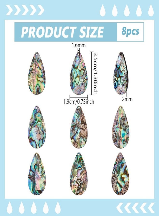 BENECREAT 8Pcs Abalone Shell Teardrop Charms, 35x19x2mm Natural Abalone Shell Drop Pendants for DIY Craft Anklet Necklace Bracelet Findings Making, Hole: 1.6mm - Image 2