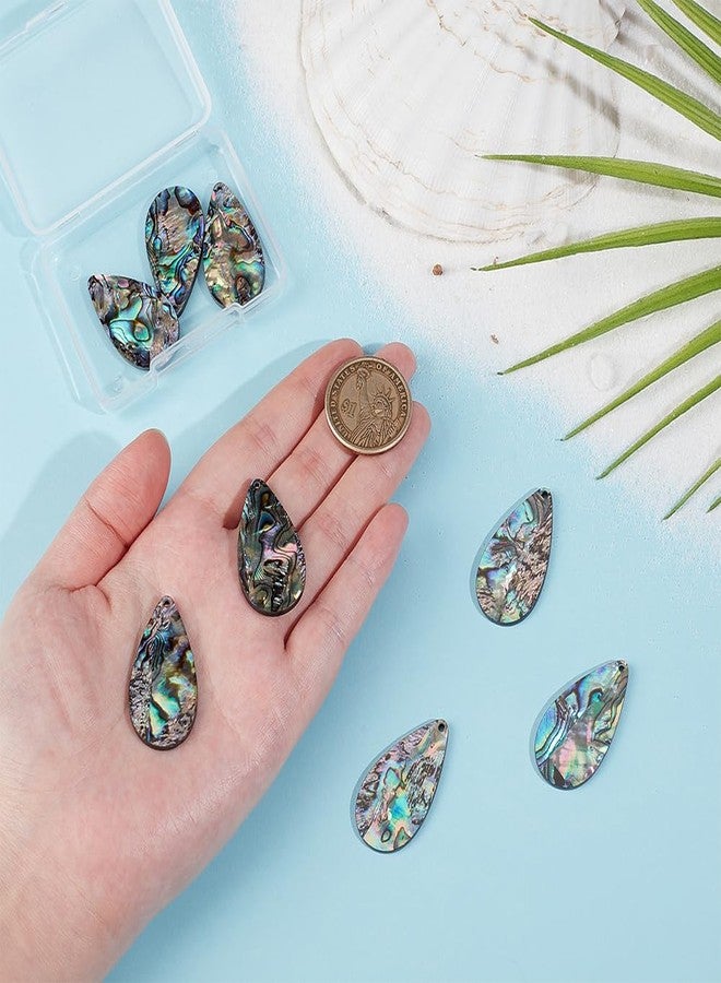 BENECREAT 8Pcs Abalone Shell Teardrop Charms, 35x19x2mm Natural Abalone Shell Drop Pendants for DIY Craft Anklet Necklace Bracelet Findings Making, Hole: 1.6mm - Image 3