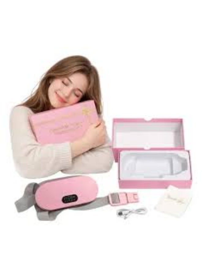 Menstrual cramp relief heating pad featuring 4 massage modes to alleviate menstrual, abdominal, or back pain, an LED display, and a comfortable strap. - Image 1
