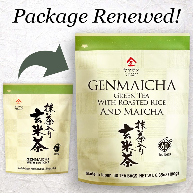chaganju Genmaicha green tea with Matcha, roasted brown rice tea, Low caffeine, Japanese Tea, 3g×60 tea bags【YAMASAN】 - Image 2