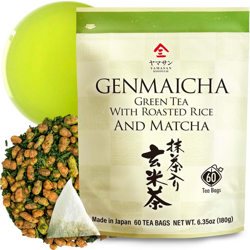 chaganju Genmaicha green tea with Matcha, roasted brown rice tea, Low caffeine, Japanese Tea, 3g×60 tea bags【YAMASAN】 - Image 1