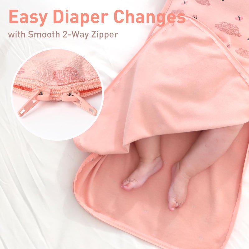 Knirose Premium Soft Cotton Swaddle Blanket Sleep Sack Arms Up Design 2 Packs 3-6 Months, Hands Up 3-Way Transitions to Arms-Free Wearable Sleeping Sack Bag for Baby Boys Girls Snug Fit Calms Startle Reflex - Image 5