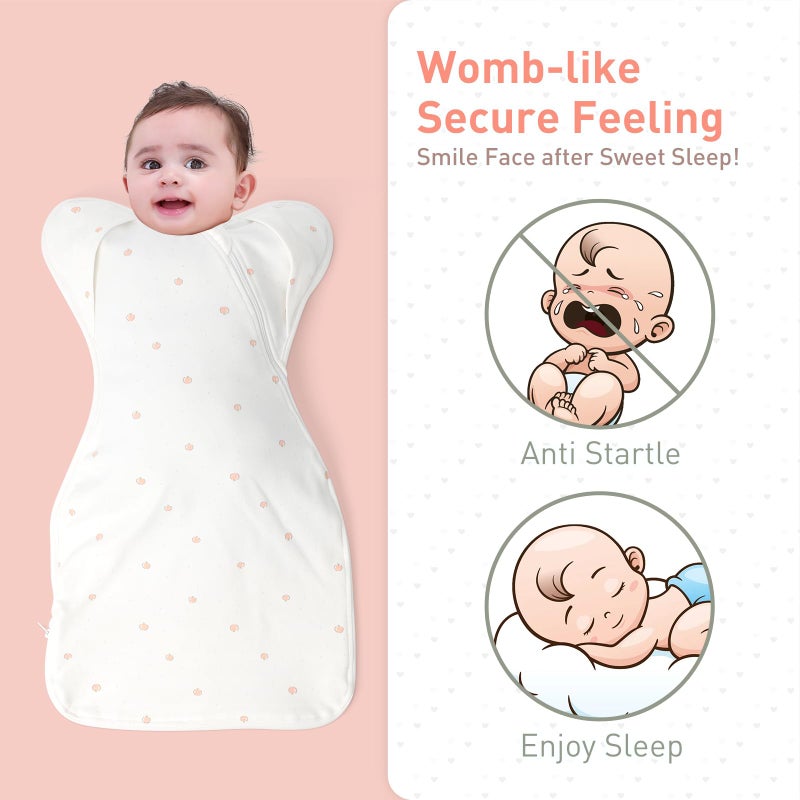 Knirose Premium Soft Cotton Swaddle Blanket Sleep Sack Arms Up Design 2 Packs 3-6 Months, Hands Up 3-Way Transitions to Arms-Free Wearable Sleeping Sack Bag for Baby Boys Girls Snug Fit Calms Startle Reflex - Image 2