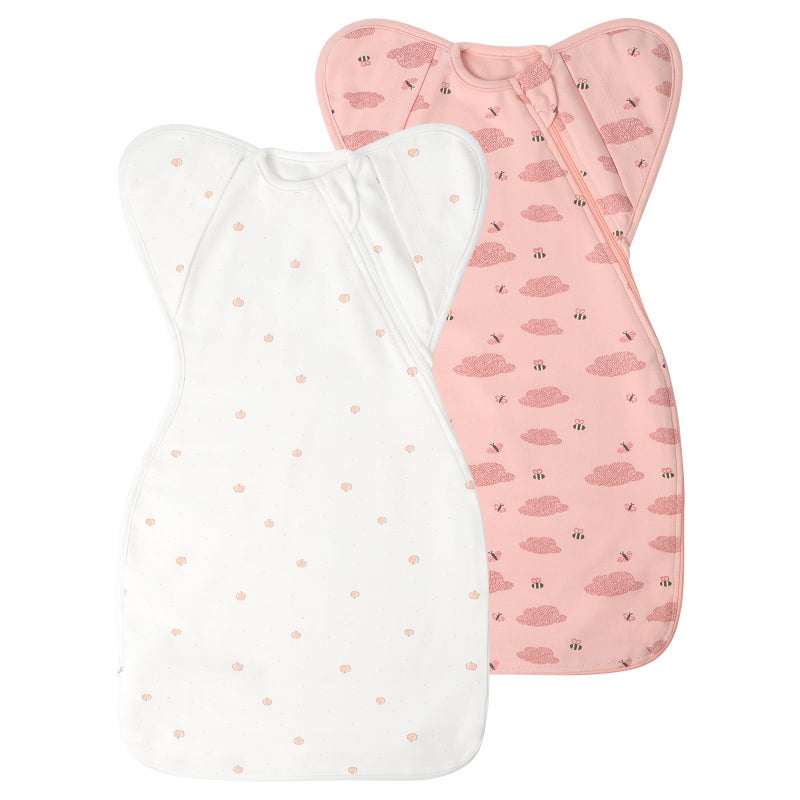 Knirose Premium Soft Cotton Swaddle Blanket Sleep Sack Arms Up Design 2 Packs 3-6 Months, Hands Up 3-Way Transitions to Arms-Free Wearable Sleeping Sack Bag for Baby Boys Girls Snug Fit Calms Startle Reflex - Image 1