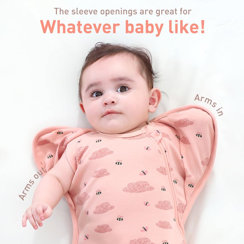 Knirose Premium Soft Cotton Swaddle Blanket Sleep Sack Arms Up Design 2 Packs 3-6 Months, Hands Up 3-Way Transitions to Arms-Free Wearable Sleeping Sack Bag for Baby Boys Girls Snug Fit Calms Startle Reflex - Image 3