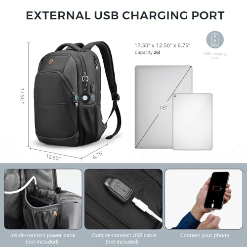 Swissdigital Design Adult Laptop Backpack, College Laptops Backpack with USB Charging Port for Men Fits 16 Inch Notebook with Finder Keychain, Bluetooth Tracker, Item Locator for Keys,SD16709508F-01 - Image 2