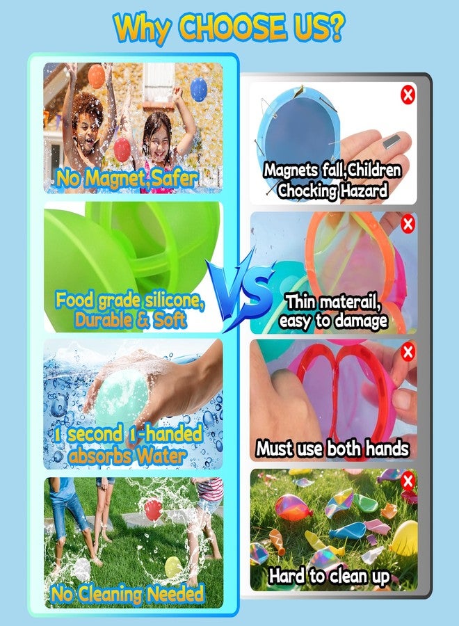 Boekey 21 Pcs Reusable Water Balloons Quick Fill, Pool Beach Water Ballons for Boys and Girls, Summer Outdoor Games Water Toys for Kids Ages 3-12 - Image 3