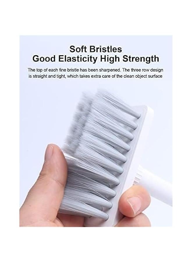 فرشاة تنظيف ناعمة لتنظيف لوحة المفاتيح 5 في 1 مجموعة أدوات تنظيف الكمبيوتر متعددة الوظائف منقي الزوايا أداة سحب مفاتيح سماعات الأذن البلوتوث LEGO لابتوب Airpods Pro عدسة الكاميرا (رمادي) - Image 3