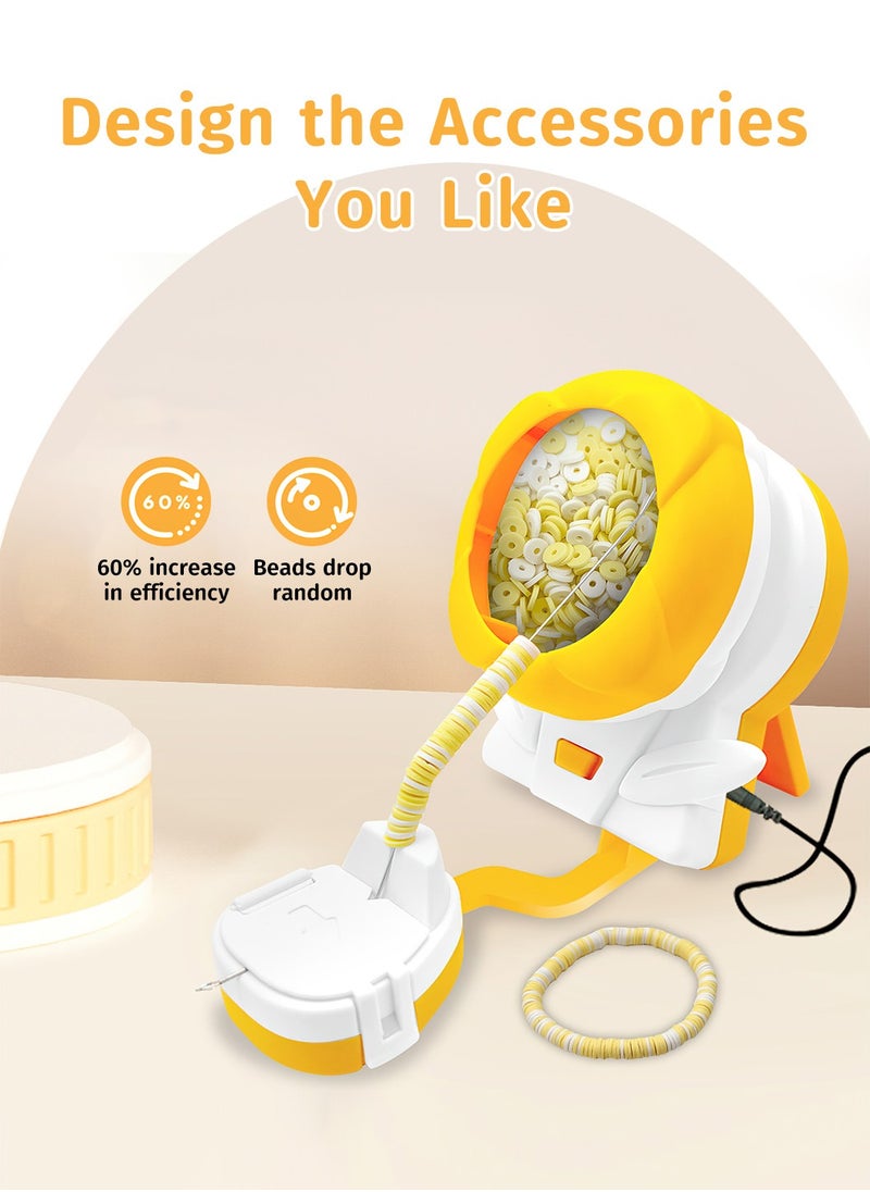 Moovant - Electric Clay Seed Bead Spinner, DIY Automatic Bracelet & Necklace Beading Tool, Craft Jewelry Making Kit, Yellow - Image 1