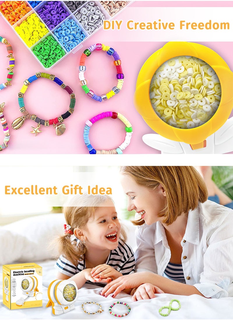 Moovant - Electric Clay Seed Bead Spinner, DIY Automatic Bracelet & Necklace Beading Tool, Craft Jewelry Making Kit, Yellow - Image 1