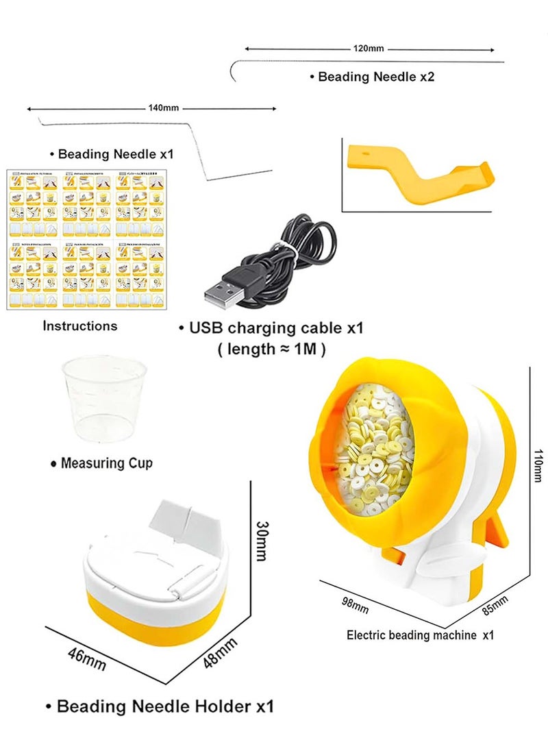 Moovant - Electric Clay Seed Bead Spinner, DIY Automatic Bracelet & Necklace Beading Tool, Craft Jewelry Making Kit, Yellow - Image 1