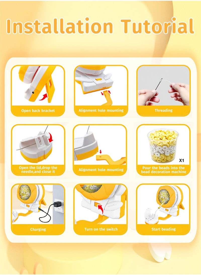 Moovant - Electric Clay Seed Bead Spinner, DIY Automatic Bracelet & Necklace Beading Tool, Craft Jewelry Making Kit, Yellow - Image 1