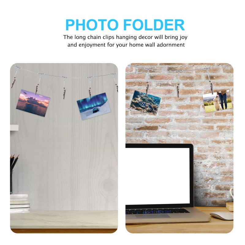1pc Chic Chain Decor Photo Holder Hanging Chain Photo Decor Holder with Clips - Image 3