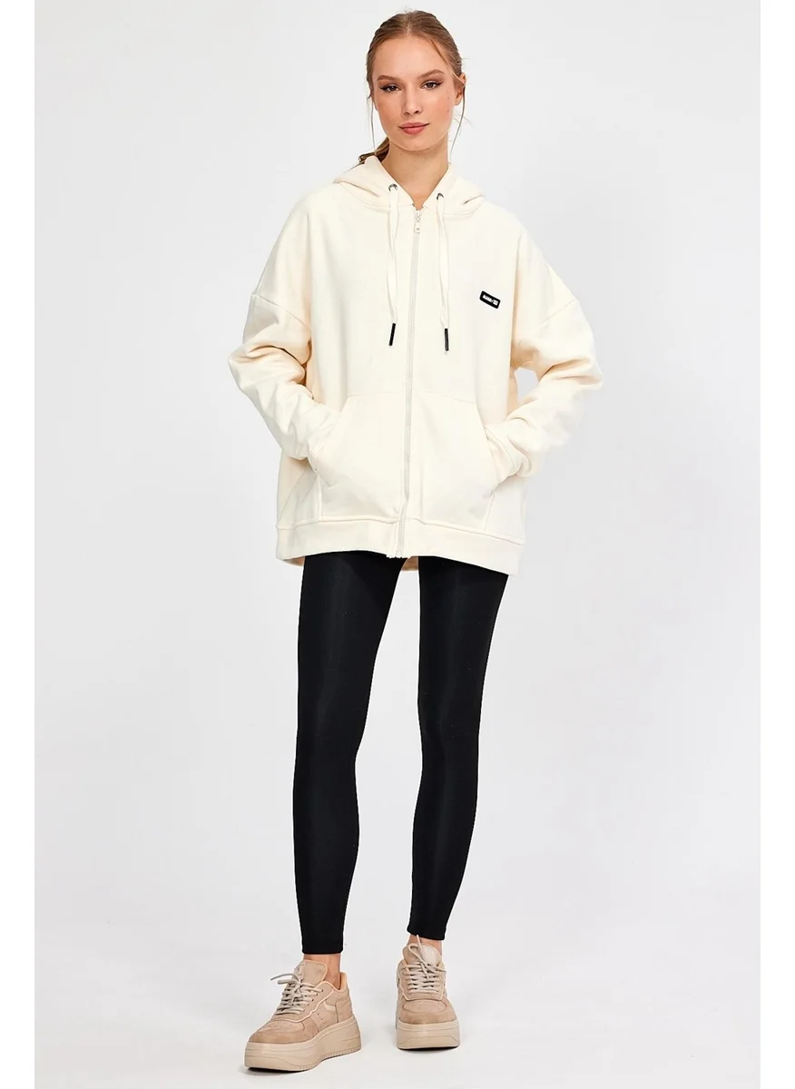 الكسندر جاردي Alexandergardı Zippered Hooded Oversize Sweatshirt (B22-75300)