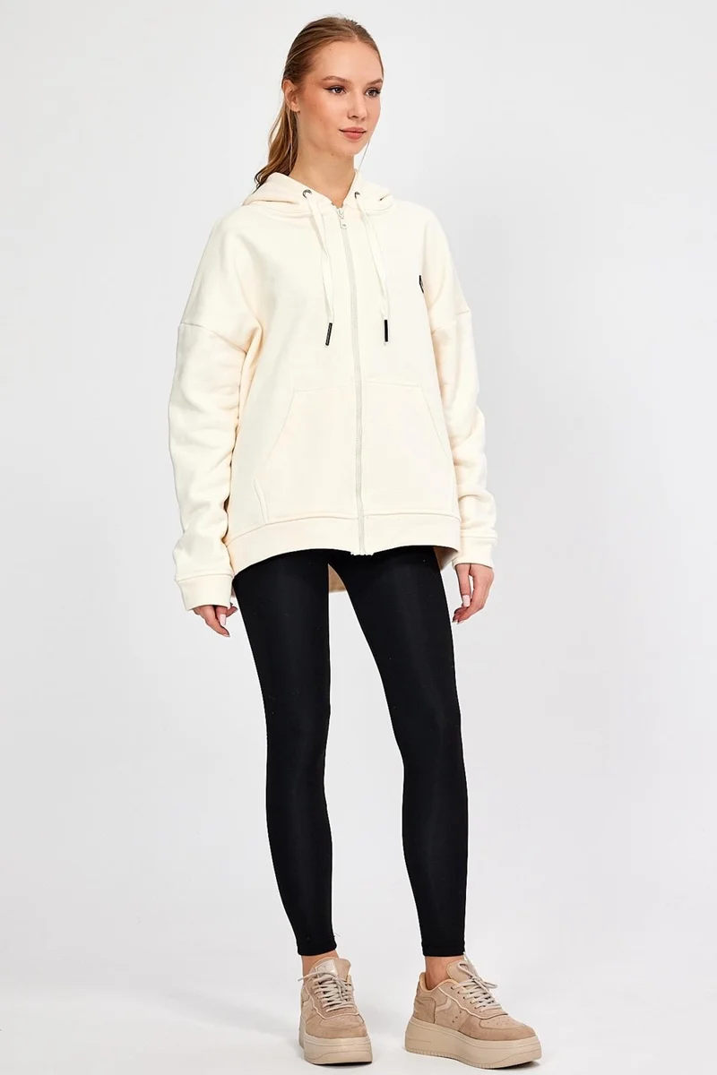 الكسندر جاردي Alexandergardı Zippered Hooded Oversize Sweatshirt (B22-75300)