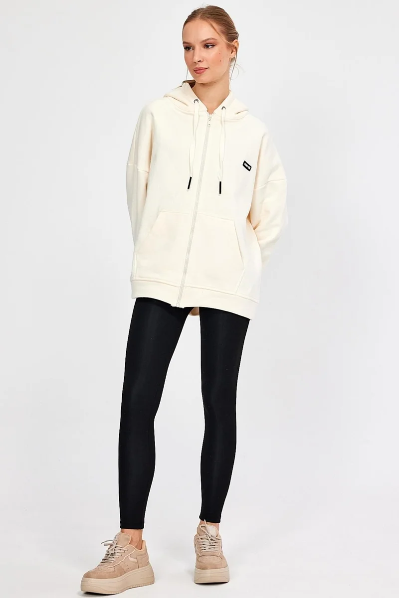 الكسندر جاردي Alexandergardı Zippered Hooded Oversize Sweatshirt (B22-75300)